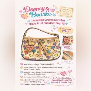 “Dooney & Bourke” Crayon Scribble Print- NWOT: + COA: Never Used- Very Rare